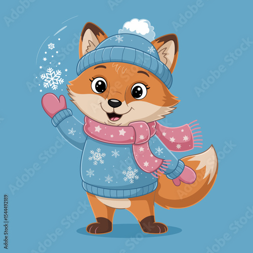 Smiling Fox in Christmas Sweater