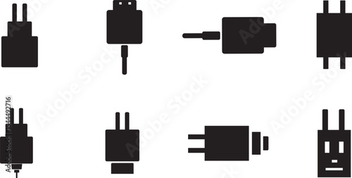 charger plug Simple icons. Charger adapter sign icons, usb charging symbol, charger icon Vector symbol,
