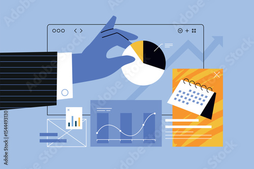 Abstract blue design with geometric shapes and color variations