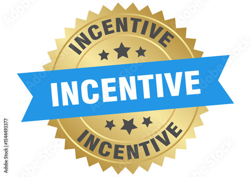 incentive. incentive round blue and gold label isolated on transparent background