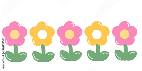 set of colorful flowers