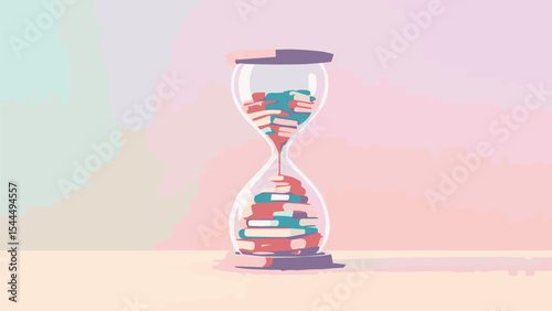 illustration of hourglass with books - academic pressure
