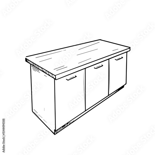 Simple wooden sideboard with three drawers and a wide tabletop. This sideboard features clean lines and minimalist design, perfect for a modern home.
