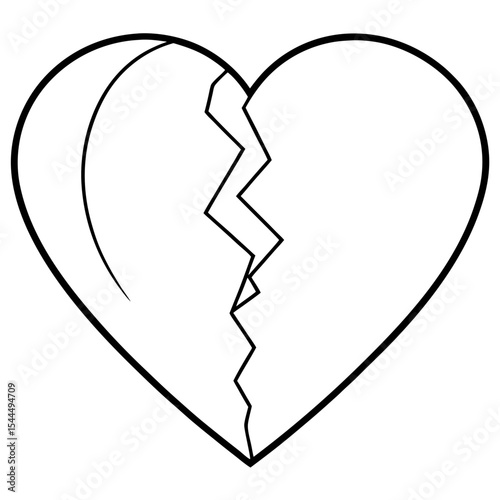 Shattered Love Line Art Vector 