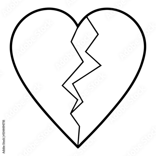 Shattered Love Line Art Vector 