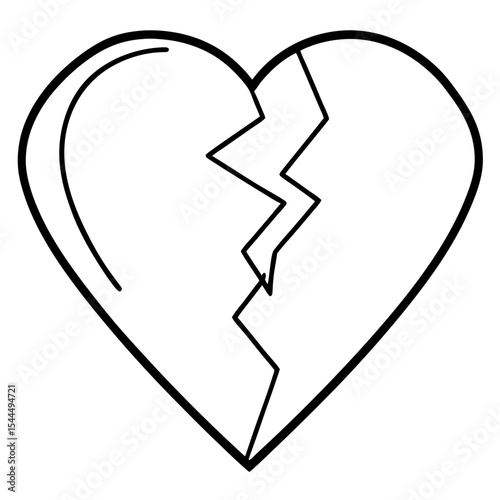 Shattered Love Line Art Vector 