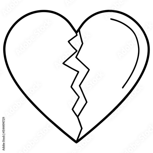 Shattered Love Line Art Vector 