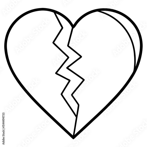 Shattered Love Line Art Vector 