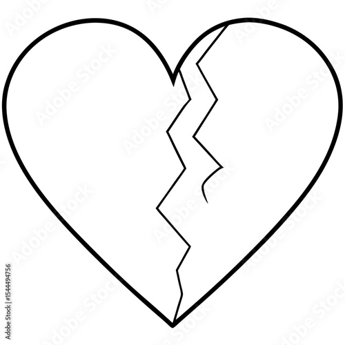 Shattered Love Line Art Vector 