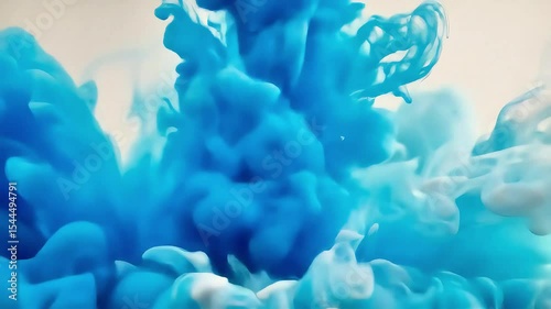 Dynamic Blue Ink Explosion: Abstract Fluid Motion and Color Burst