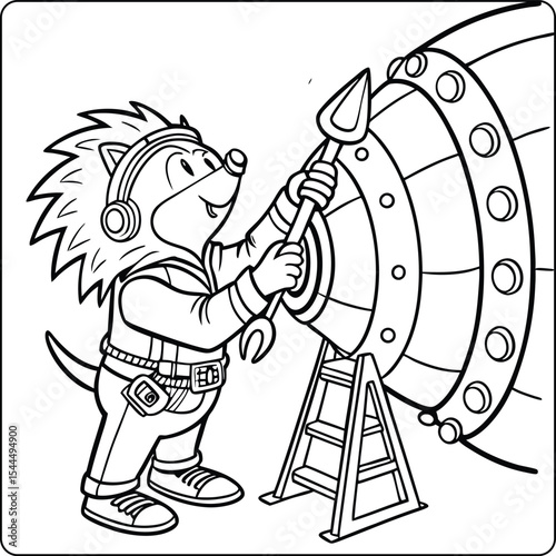 Adorable Squirrel Carpenter A Fun Coloring Page Featuring a Busy Little Rodent