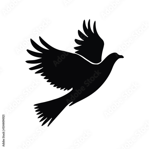 This bold silhouette depicts an eagle gliding, wings wide and fierce. The black outline on white signifies strength, majesty, and freedom.