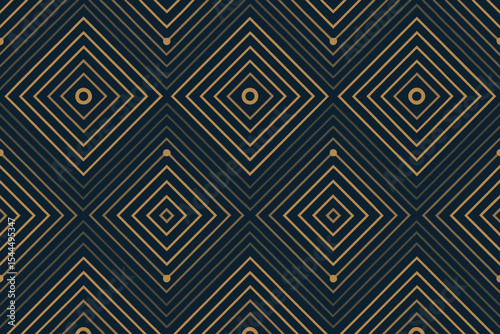 Geometric pattern featuring diamond shapes with concentric lines and circular accents in a modern, minimalist design.