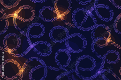 Seamless glowing infinity loop pattern with neon gradients on dark background