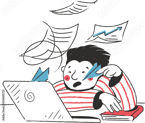 Businessman sending data reports modern flat vector illustration