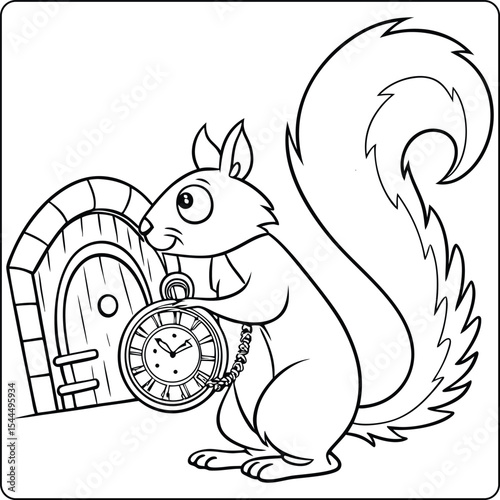 Adorable Squirrel Carpenter A Fun Coloring Page Featuring a Busy Little Rodent