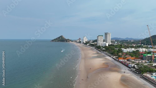 Seaside hotels and calm tropical bay