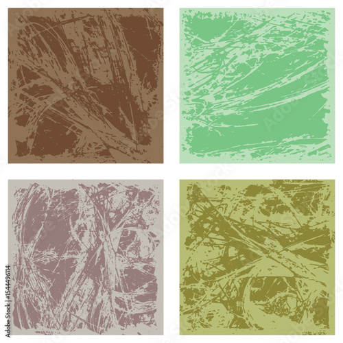 Worn steel banners scratched metal. Background frame in the form of an old iron sheet with shabby edges and worn paint. Vector set