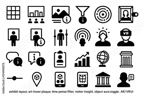 Icon set for interactive exhibit design and AR/VR museum interfaces