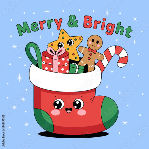Christmas Stocking with Gifts and Decorations