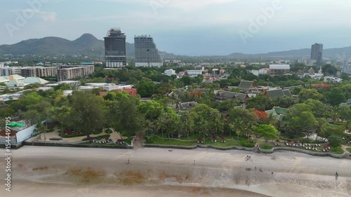 Aerial shot of Thai beach hotels