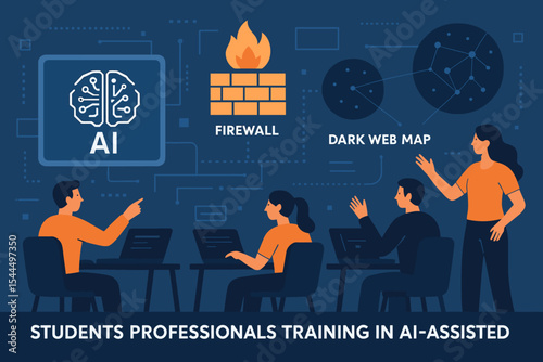 A modern training session set in a darkened, tech-forward classroom