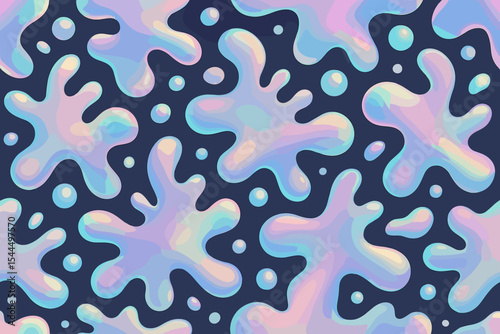 Seamless pastel slime splatter pattern with iridescent gradient