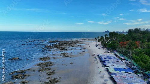 High angle view of Hua Hin beachline