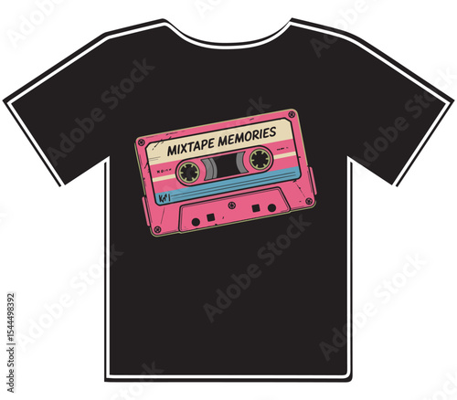  Mixtape Memories T-shirt Design with Retro Cassette Tape

