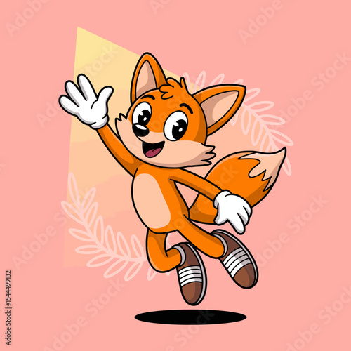 Fox in Christmas Sweater and Sneakers Jumping