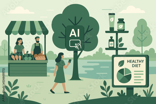 AI-assisted healthy diet insights at eco-friendly food market