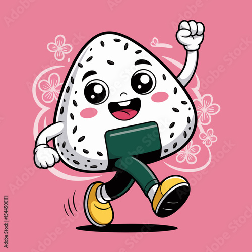 Cartoon Onigiri Character Running
