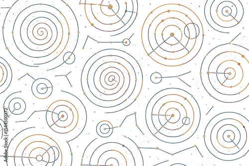 Starry spiral pattern with constellations on a dark cosmic background