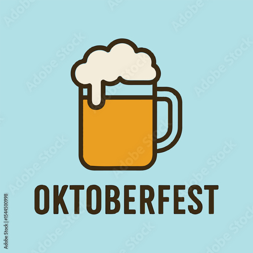 Oktoberfest Beer Mug Icon on Blue Background

