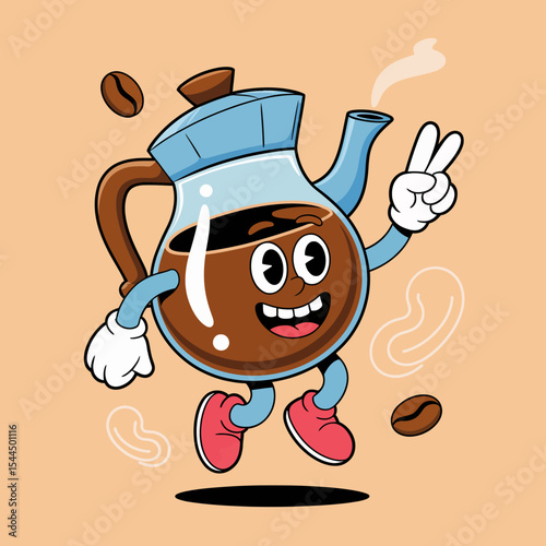 Running Coffee Pot Character