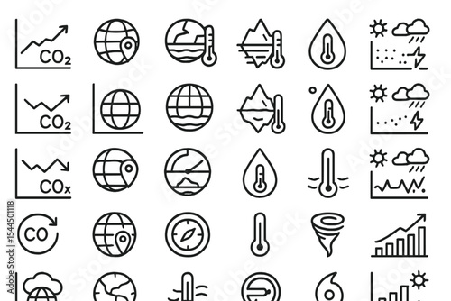 Minimalist vector icons for climate and environmental data