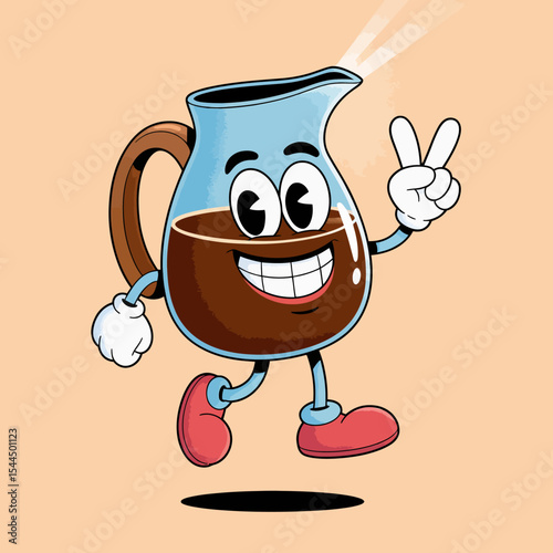 Happy Coffee Pot Character