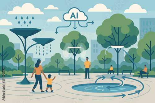 AI-managed smart park with sustainable water systems