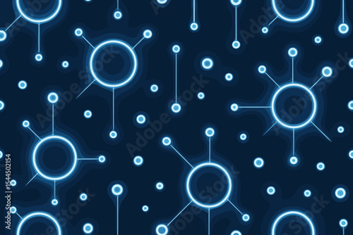Abstract glowing network with interconnected nodes and lines on a dark background, symbolizing digital connections and complex systems.