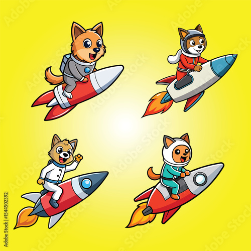 Cute Belgian Shepherd Astronaut Riding Rocket Bundle 