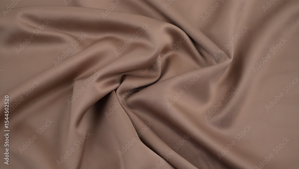 Fototapeta premium Draped taupe brown satin fabric texture