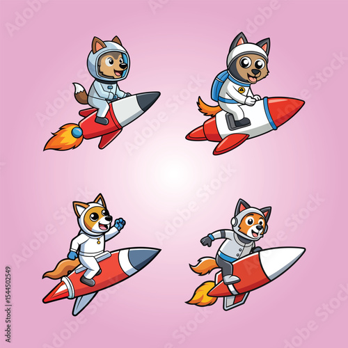 Cute Belgian Shepherd Astronaut Riding Rocket Bundle 