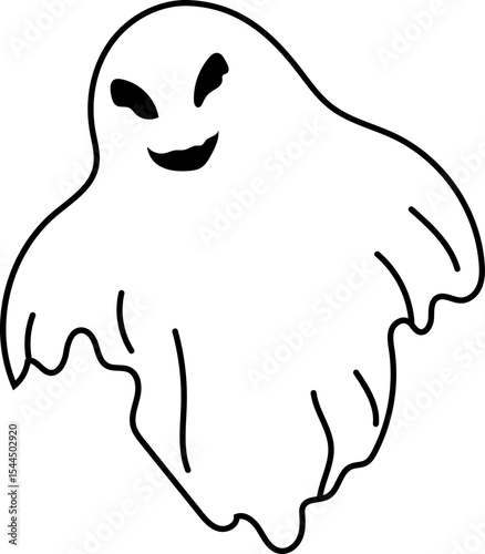 Playful ghost with smile and floating wavy tail