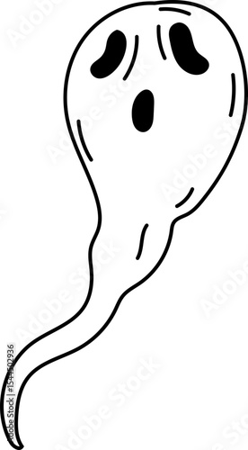 Curvy floating ghost with slim body and long tail