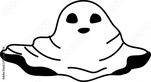 Melting ghost cartoon with smooth base and face