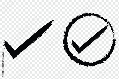 check mark texture grunge element doodle hand drawn icon. Check mark drawing, eps 10.