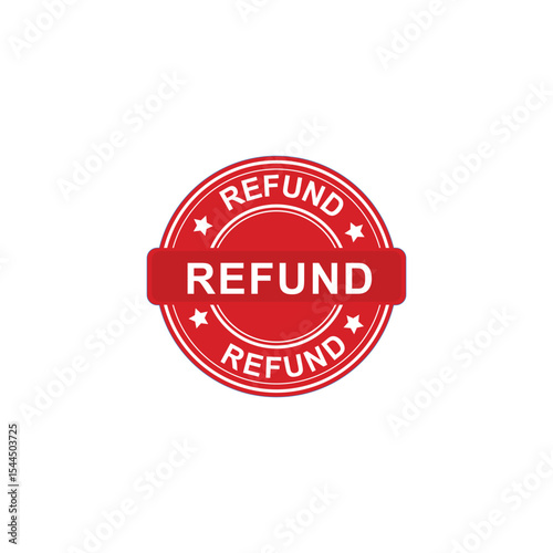 Red Refund Stamp Badge Icon   Vector Label for Money Back Guarantee