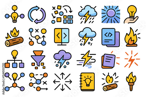 Gradient UI icon set for ideas, innovation, and strategy themes