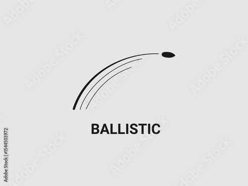 sleek projectile in flight with curved lines denoting its ballistic path
