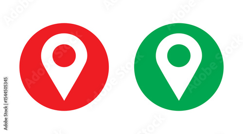 Red and Green Map Location Pin Icons – Vector Illustration eps 10